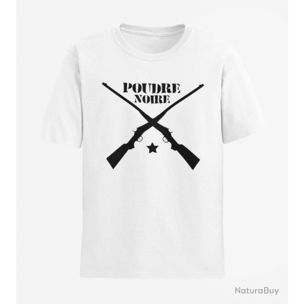 T shirt Armes Fusils poudre noire Blanc