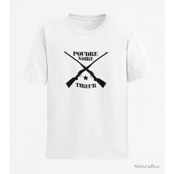 T shirt Armes Fusils poudre noire Tireur Blanc