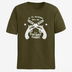 T shirt Armes Je ne respire que de la poudre noire Revolvers Army Blanc