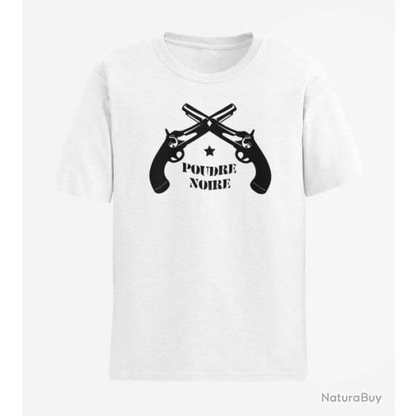 T shirt Armes Pistolet Poudre Noire Blanc
