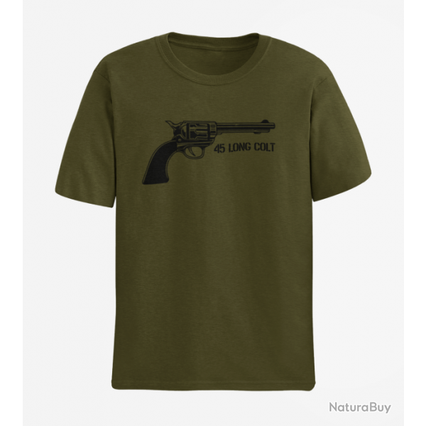 T shirt Armes Revolver Cowboy 45 Long Colt Army Noir