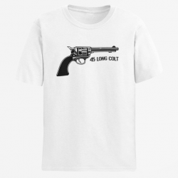 T shirt Armes Revolver Cowboy 45 Long Colt Blanc