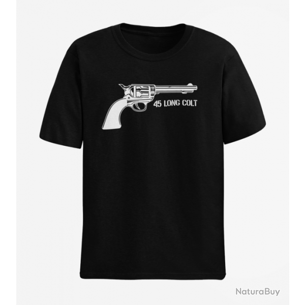 T shirt Armes Revolver Cowboy 45 Long Colt Noir