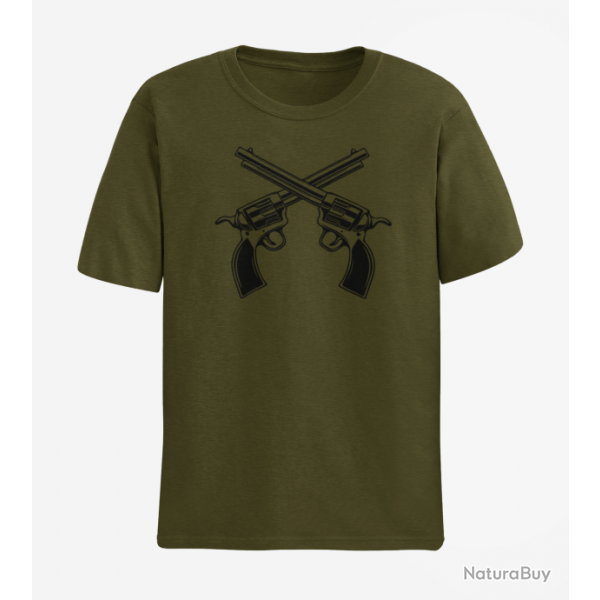 T shirt Armes Revolver Cowboy Army Noir