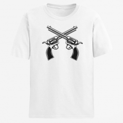 T shirt Armes Revolver Cowboy Blanc