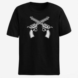 T shirt Armes Revolver Cowboy Noir