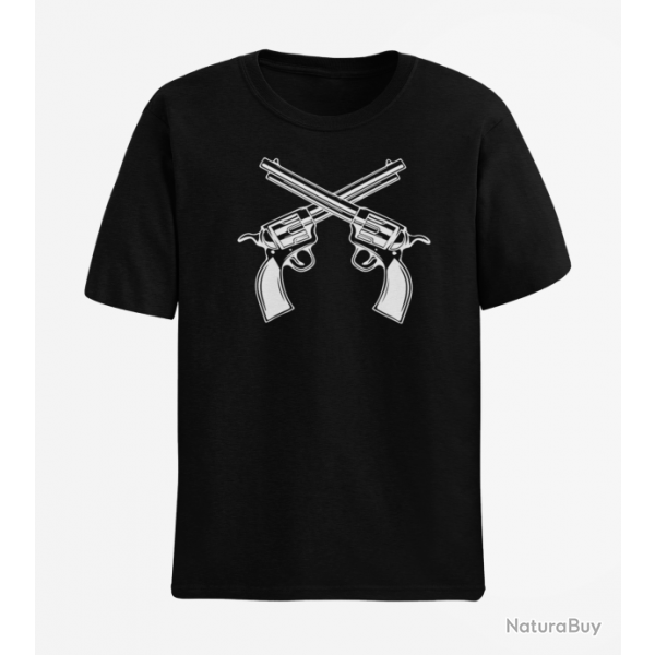 T shirt Armes Revolver Cowboy Noir