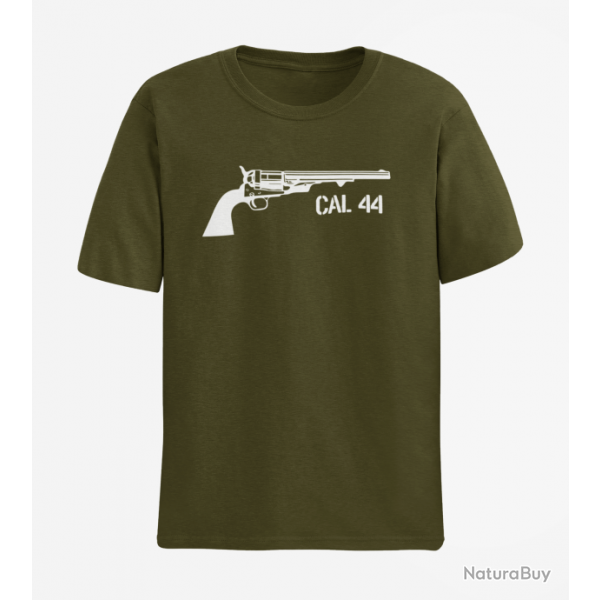 T shirt Armes Revolver Poudre Noir Cal.44 Army Blanc