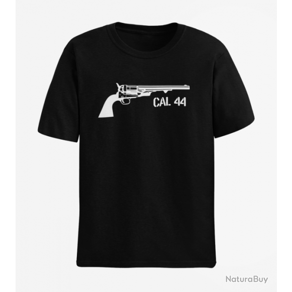 T shirt Armes Revolver Poudre Noir Cal.44 Noir