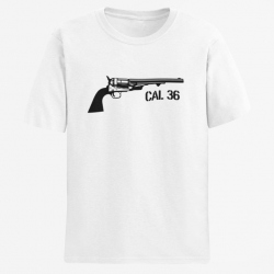 T shirt Armes Revolver Poudre Noire Cal.36 Blanc