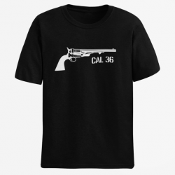 T shirt Armes Revolver Poudre Noire Cal.36 Noir