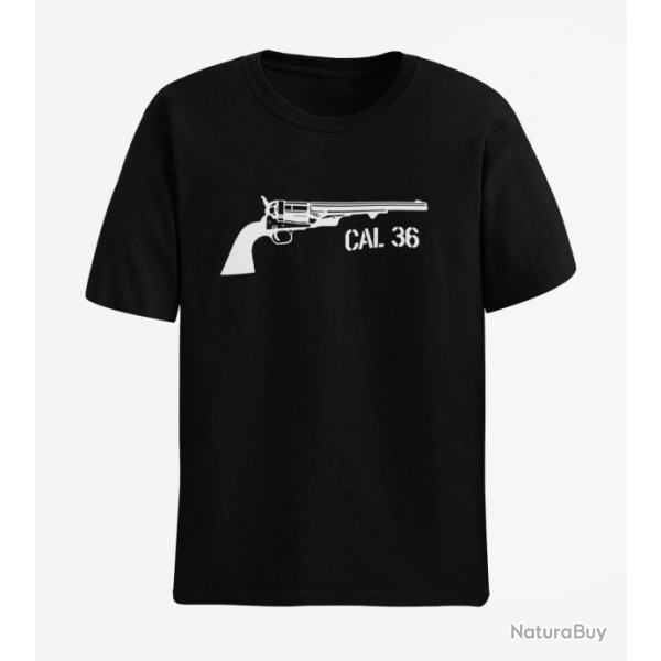 T shirt Armes Revolver Poudre Noire Cal.36 Noir
