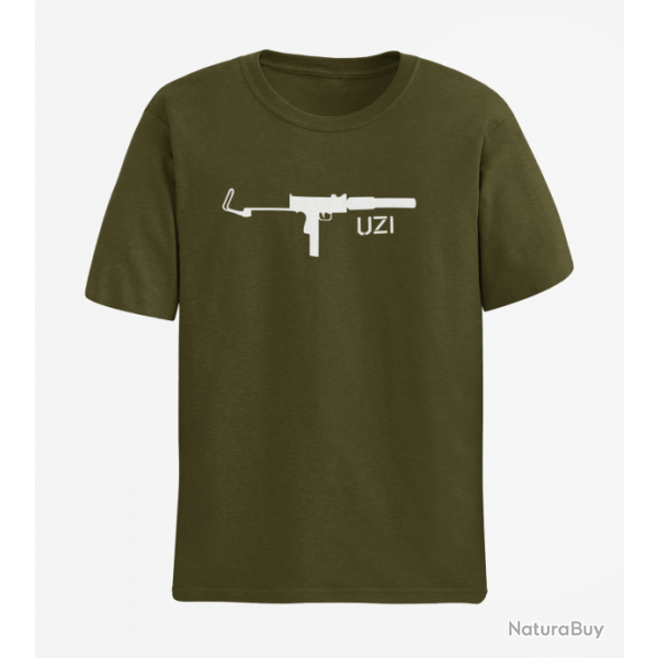 T shirt Armes UZI 4 Army Blanc