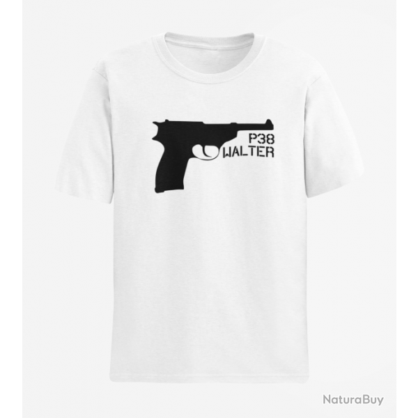 T shirt Armes Walter P38 Blanc