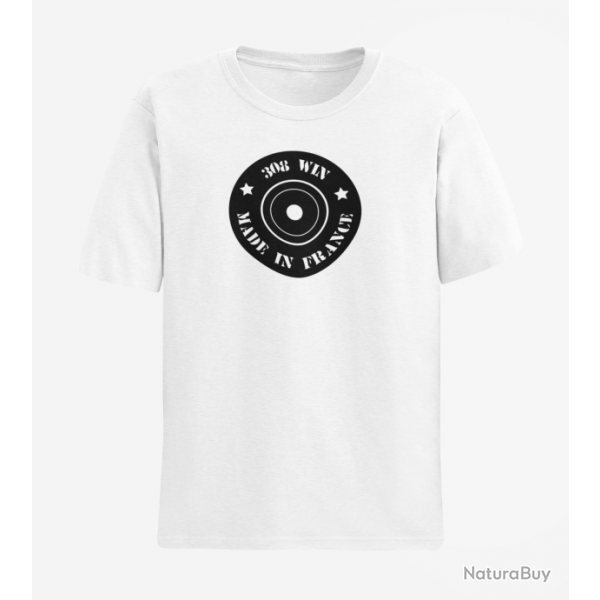 T shirt Cartouches Douille 308win Blanc