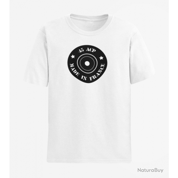 T shirt Cartouches Douille 45ACP Blanc