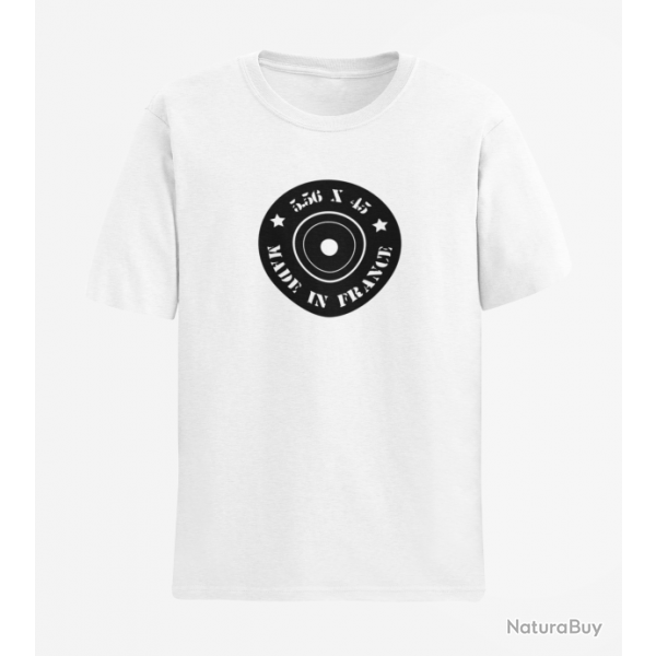 T shirt Cartouches Douille 5.56X45 Blanc