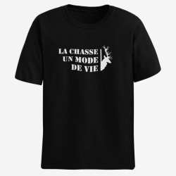 T shirt Chasse Un mode de vie Cerf Noir
