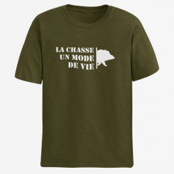T shirt Chasse Un mode de vie Sanglier Army Blanc