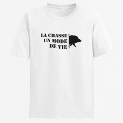 T shirt Chasse Un mode de vie Sanglier Blanc