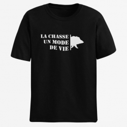 T shirt Chasse Un mode de vie Sanglier Noir