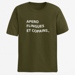 T shirt Humour Apéro Flingues et Copains Army Blanc