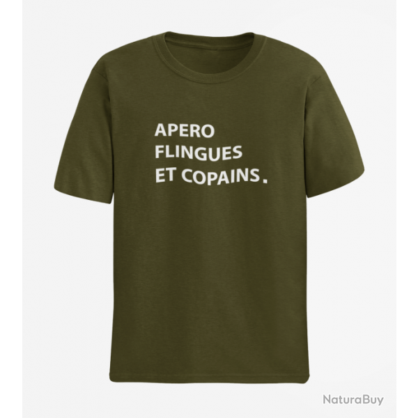 T shirt Humour Apro Flingues et Copains Army Blanc