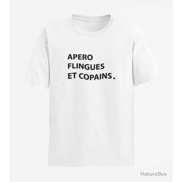 T shirt Humour Apro Flingues et Copains Blanc