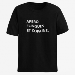 T shirt Humour Apéro Flingues et Copains Noir
