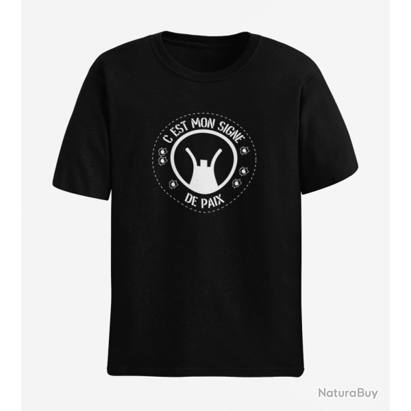 T shirt Humour C est mon signe de paix Noir