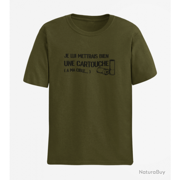 T shirt Humour Je lui mettrai bien une cartouche Army Noir