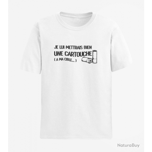 T shirt Humour Je lui mettrai bien une cartouche Blanc