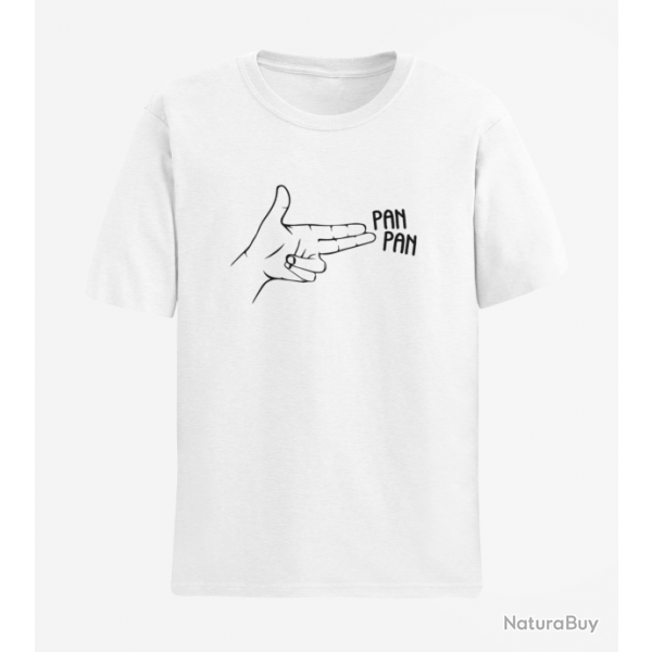 T shirt Humour Pan Pan Blanc