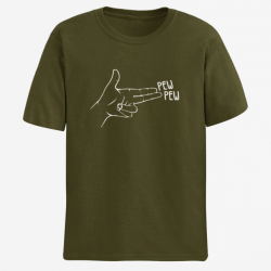 T shirt Humour Pew Pew Army Blanc