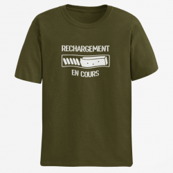 T shirt Humour Rechargement en cours Army Blanc