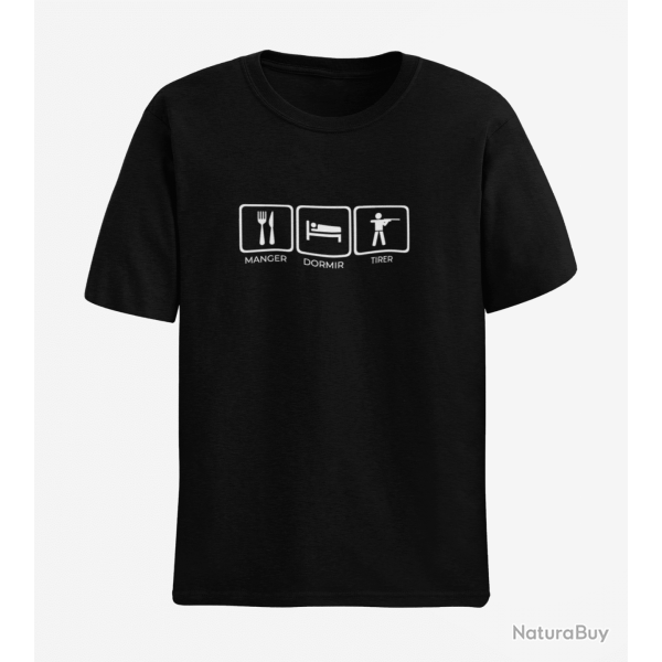 T shirt Tir Sportif Manger Dormir Tirer Noir