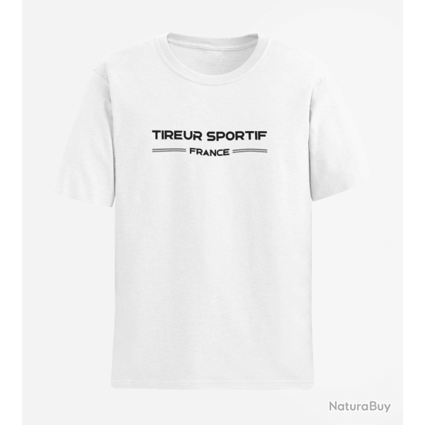 T shirt Tir Sportif Tireur France Blanc