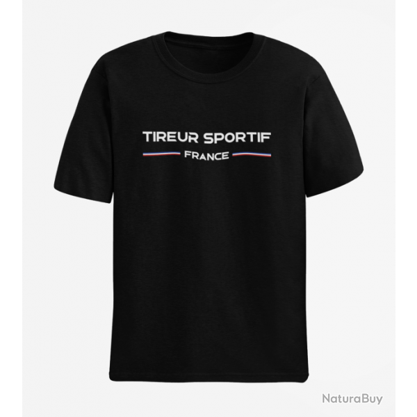 T shirt Tir Sportif Tireur France Noir