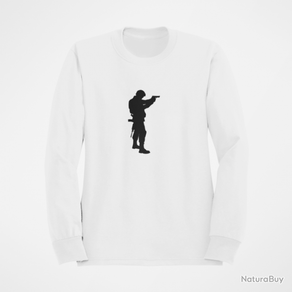 Sweat MILITAIRE Arme de poing Blanc