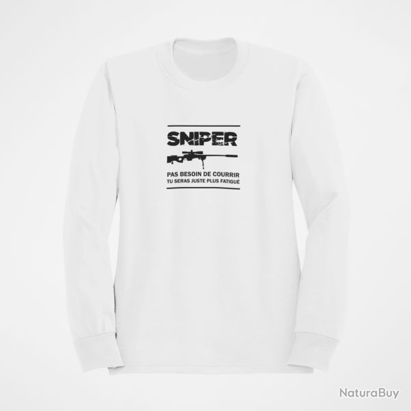 Sweat SNIPER Pas Besoin De Courir Blanc
