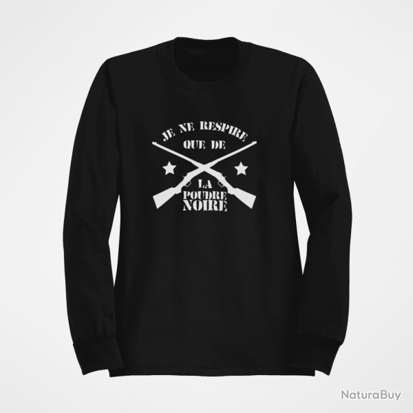 Sweat Armes Je ne respire que de la poudre noire Noir