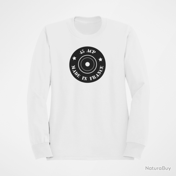 Sweat Cartouches Douille 45ACP Blanc