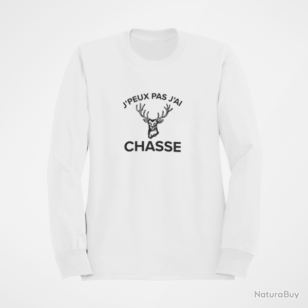 Sweat Chasse J peux pas j ai chasse Cerf Blanc