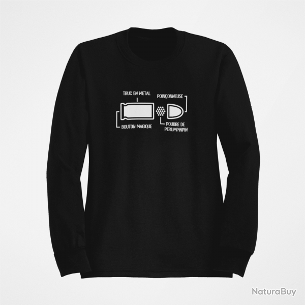 Sweat Humour Anatomie d une balle de 9mm Noir
