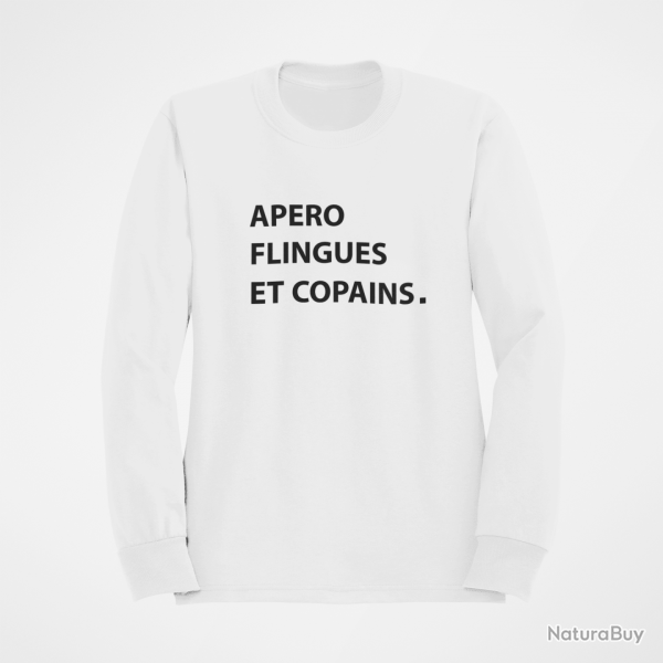 Sweat Humour Apro Flingues et Copains Blanc
