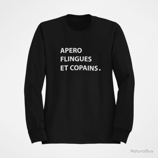 Sweat Humour Apéro Flingues et Copains Noir