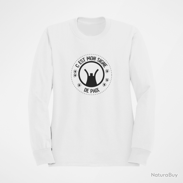 Sweat Humour C est mon signe de paix Blanc