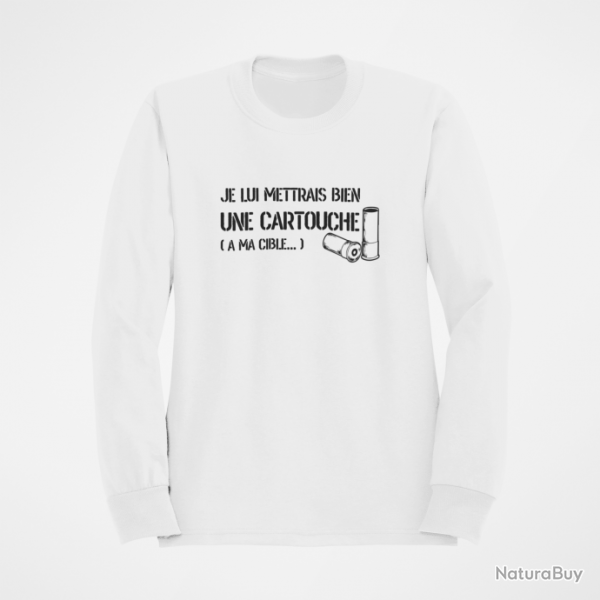 Sweat Humour Je lui mettrai bien une cartouche Blanc