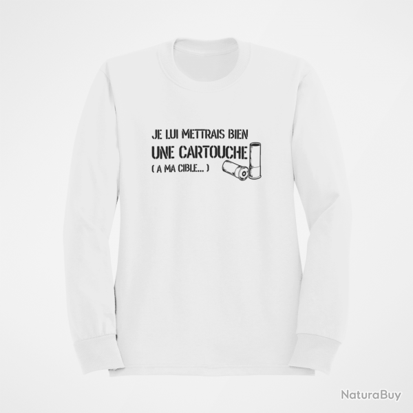Sweat Humour Je lui mettrai bien une cartouche Blanc