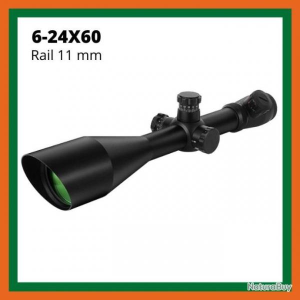 Lunette de vise 6-24X60 - Rail 11 mm - Grande porte - Livraison gratuite et rapide